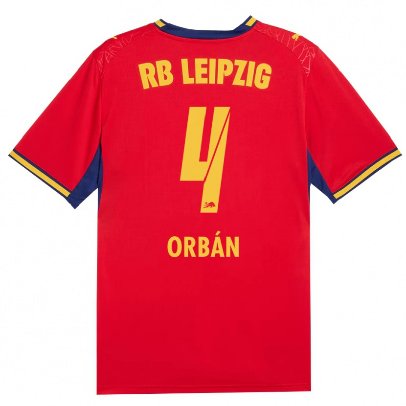 Danxen Herren Willi Orbán #4 Rot Gelb Königsblau Auswärtstrikot Trikot 2026/27 T-Shirt