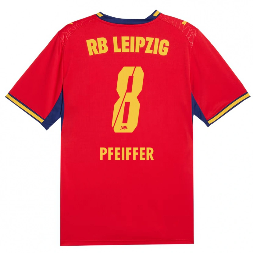 Danxen Herren Jannik Pfeiffer #8 Rot Gelb Königsblau Auswärtstrikot Trikot 2026/27 T-Shirt