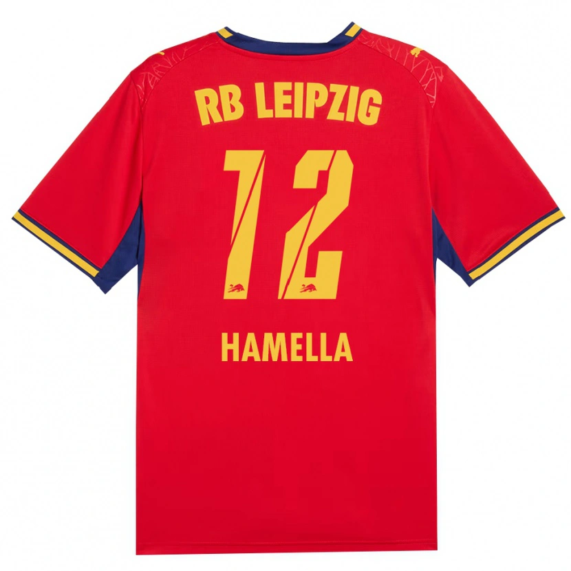 Danxen Herren Karl Hamella #12 Rot Gelb Königsblau Auswärtstrikot Trikot 2026/27 T-Shirt