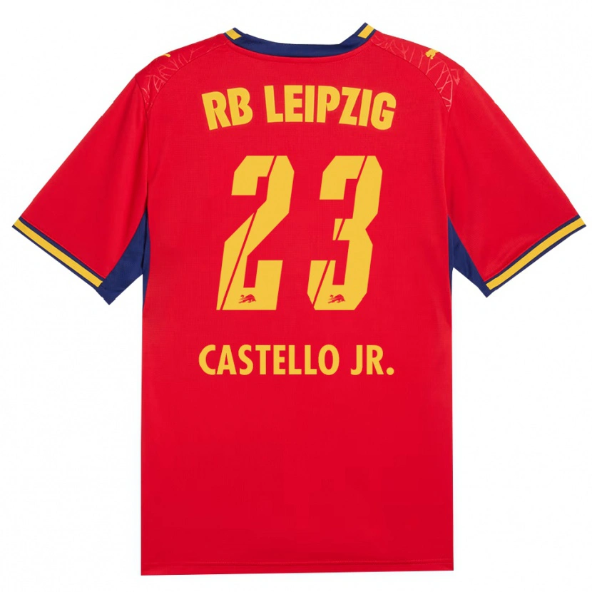 Danxen Herren Castello Lukeba #23 Rot Gelb Königsblau Auswärtstrikot Trikot 2026/27 T-Shirt