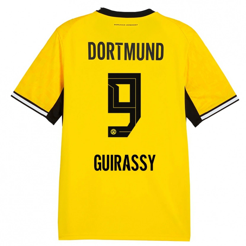 Danxen Damen Serhou Guirassy #9 Gelb Schwarz Weiß Heimtrikot Trikot 2026/27 T-Shirt