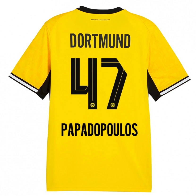 Danxen Damen Antonios Papadopoulos #47 Gelb Schwarz Weiß Heimtrikot Trikot 2026/27 T-Shirt