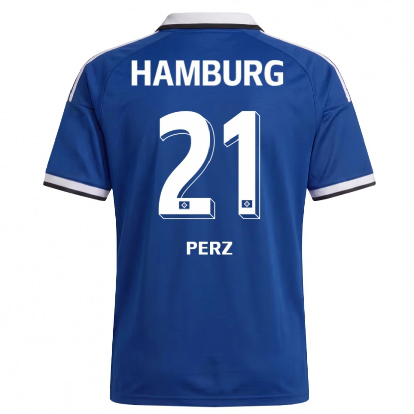 Danxen Damen Marcel Perz #21 Weiß Blau Auswärtstrikot Trikot 2026/27 T-Shirt