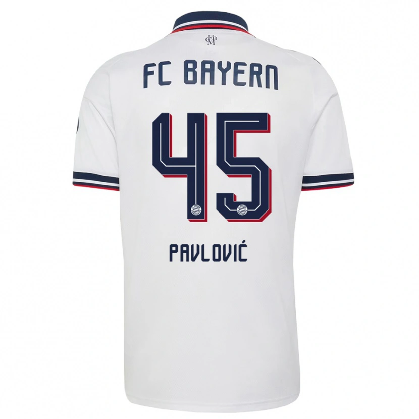Danxen Damen Aleksandar Pavlovic #45 Weiß Grau Rot Auswärtstrikot Trikot 2026/27 T-Shirt