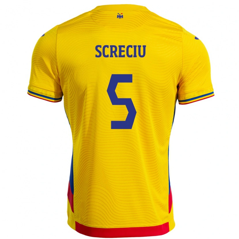 Danxen Kinder Rumänische Vladimir Screciu #5 Gelb Heimtrikot Trikot 24-26 T-Shirt