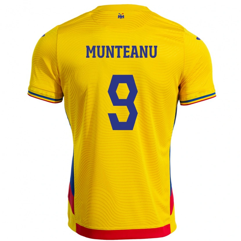 Danxen Kinder Rumänische Louis Munteanu #9 Gelb Heimtrikot Trikot 24-26 T-Shirt