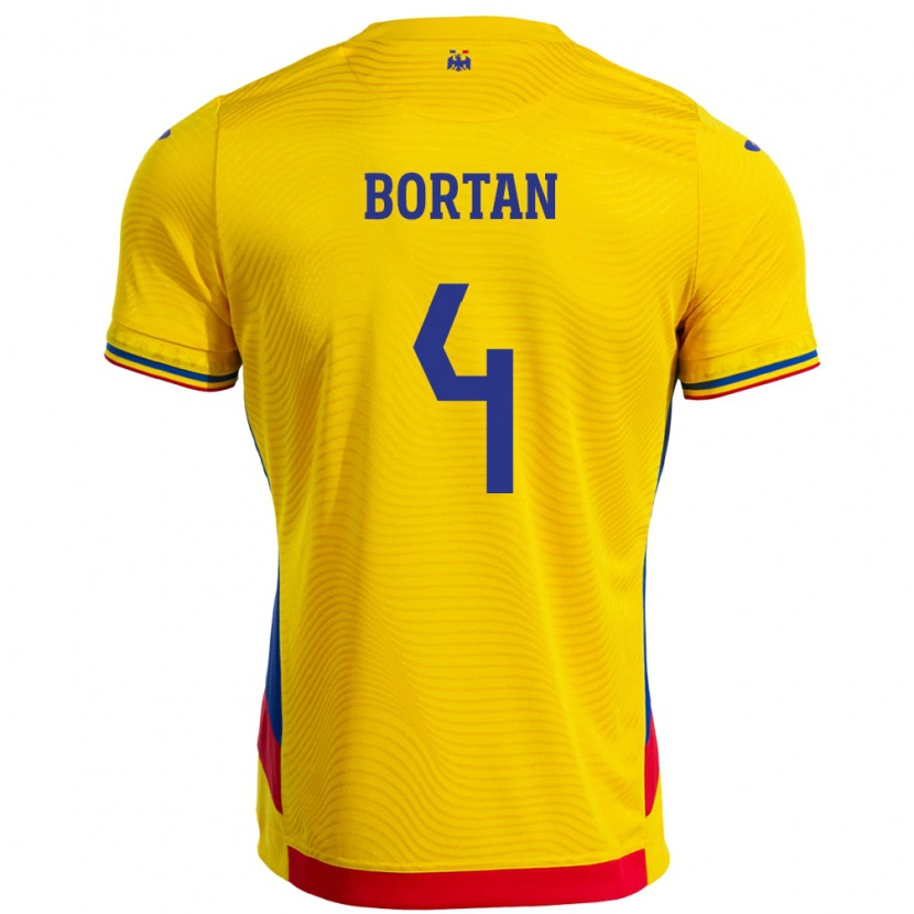 Danxen Kinder Rumänische Ioana Bortan #4 Gelb Heimtrikot Trikot 24-26 T-Shirt