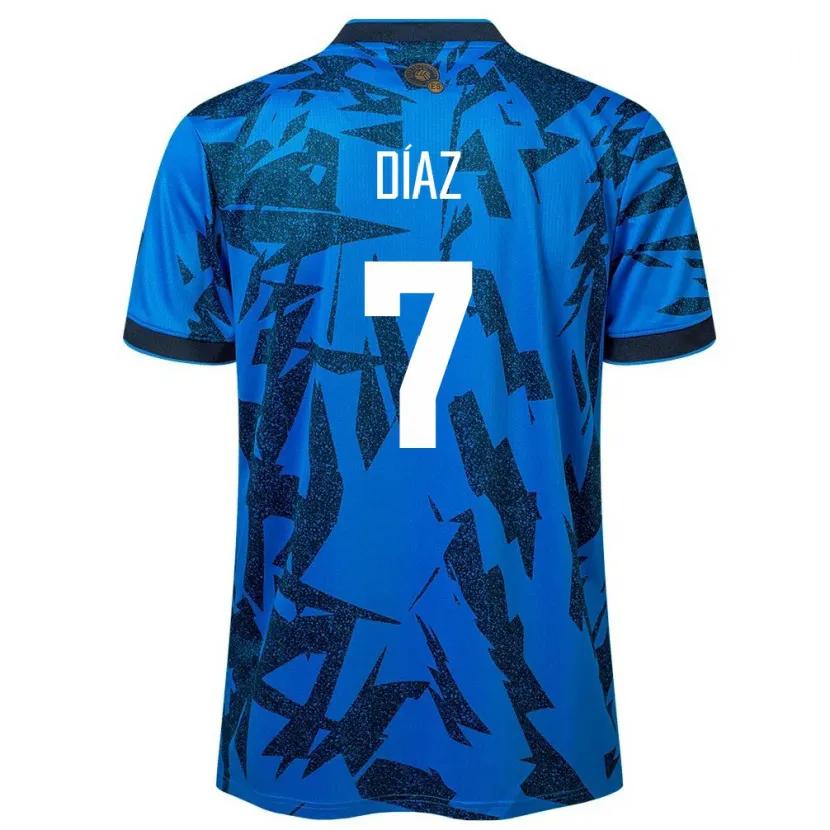 Danxen Kinder El Salvador Nelson Díaz #7 Blau Heimtrikot Trikot 24-26 T-Shirt