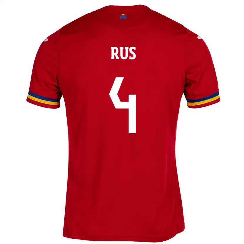 Danxen Kinder Rumänische Adrian Rus #4 Rot Auswärtstrikot Trikot 24-26 T-Shirt
