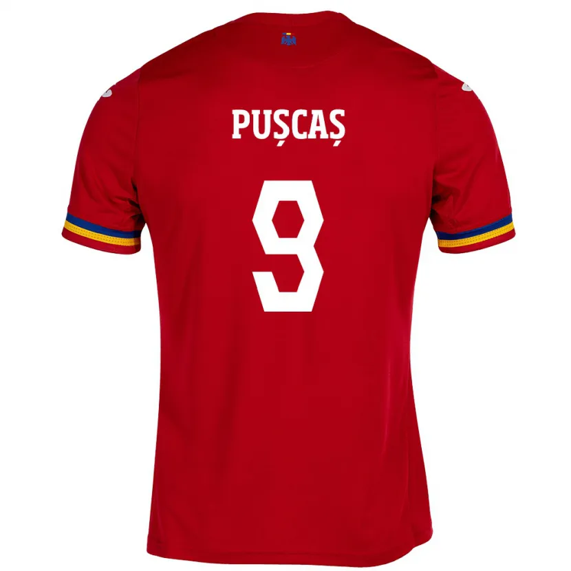Danxen Kinder Rumänische George Pușcaș #9 Rot Auswärtstrikot Trikot 24-26 T-Shirt