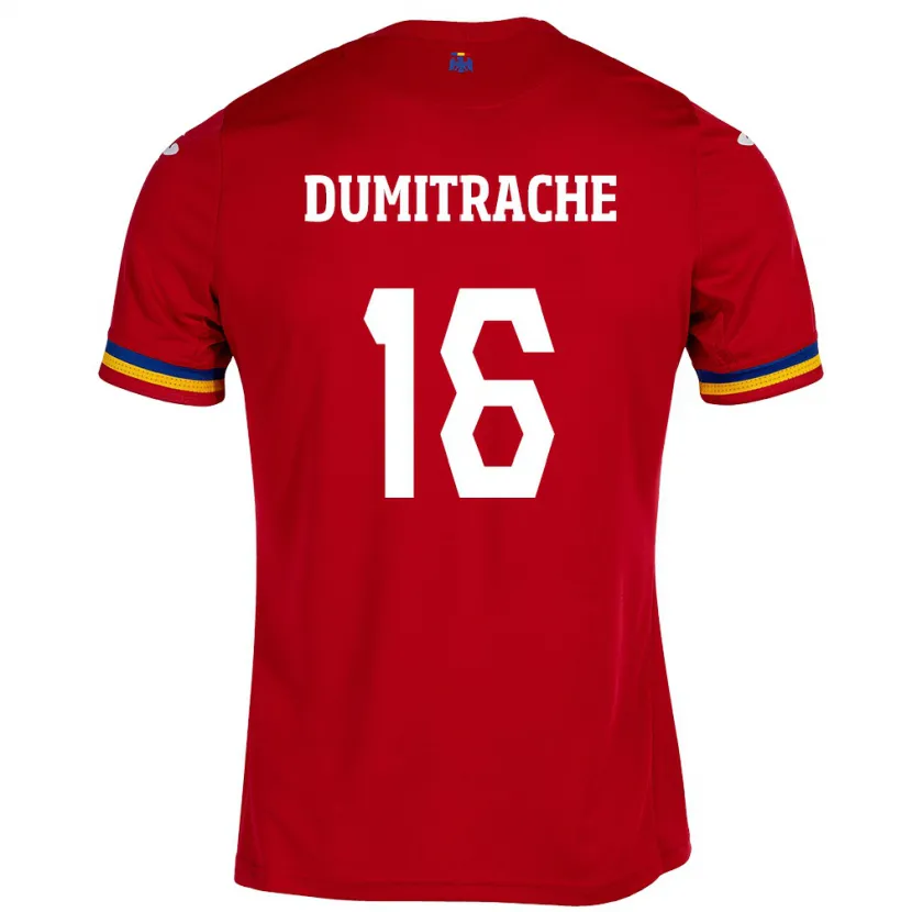 Danxen Kinder Rumänische Valentin Dumitrache #16 Rot Auswärtstrikot Trikot 24-26 T-Shirt