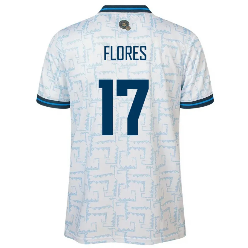 Danxen Kinder El Salvador Diego Flores #17 Weiß Auswärtstrikot Trikot 24-26 T-Shirt