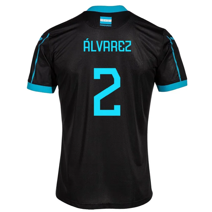 Danxen Kinder Honduras Kevin Álvarez #2 Schwarz Auswärtstrikot Trikot 24-26 T-Shirt