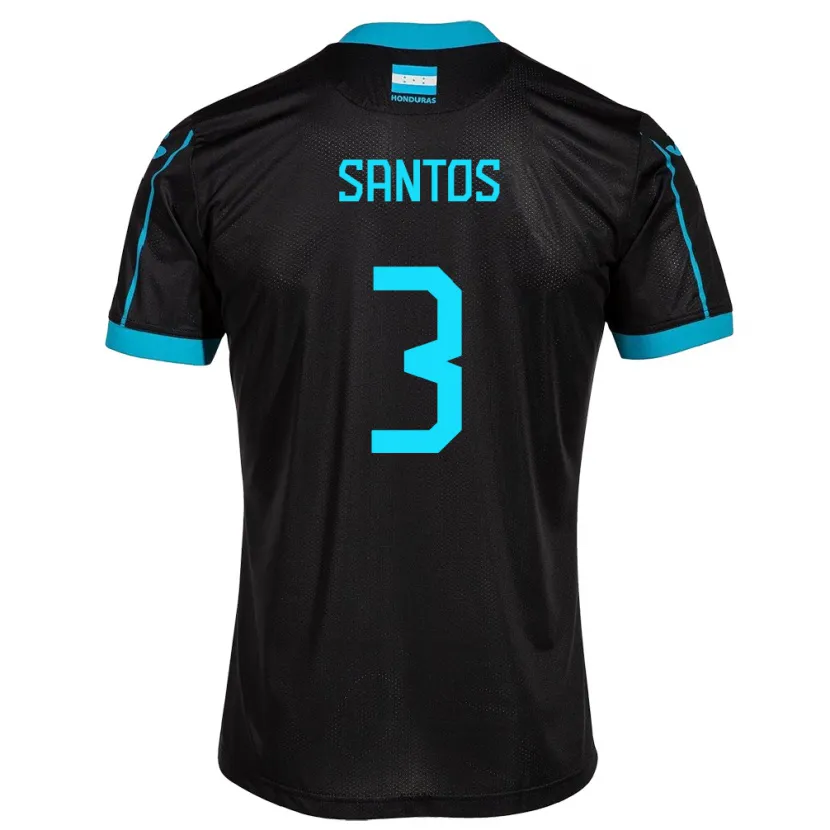 Danxen Kinder Honduras Marcelo Santos #3 Schwarz Auswärtstrikot Trikot 24-26 T-Shirt