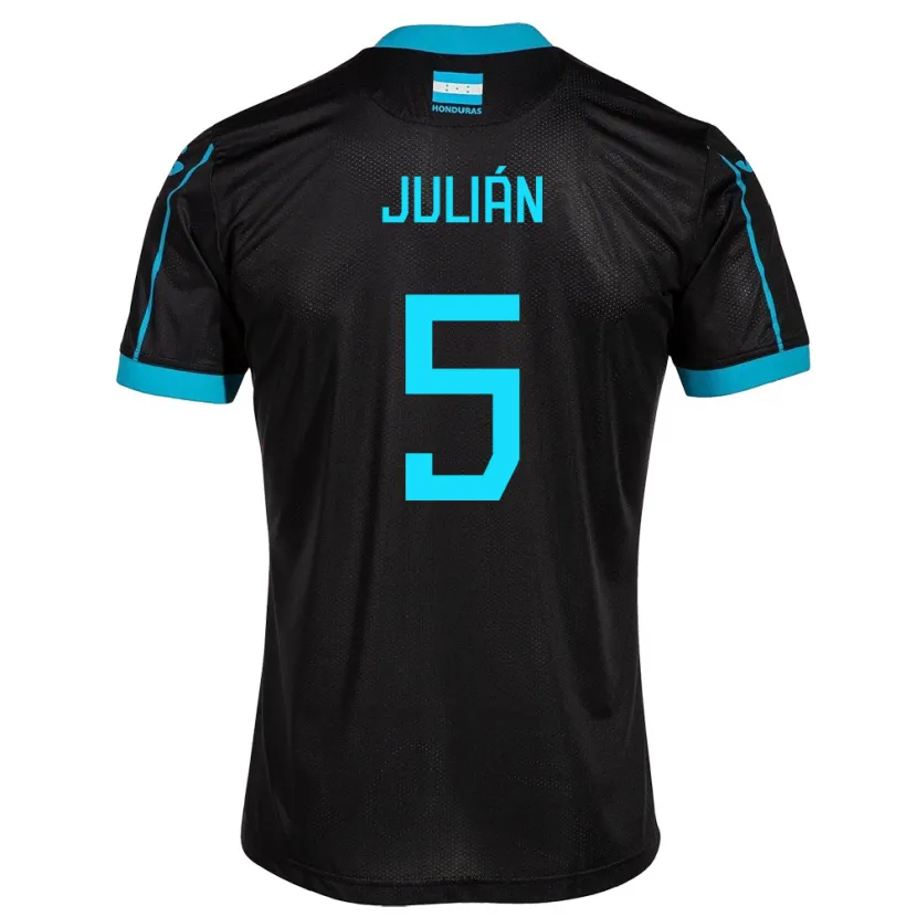 Danxen Kinder Honduras Julián Martínez #5 Schwarz Auswärtstrikot Trikot 24-26 T-Shirt