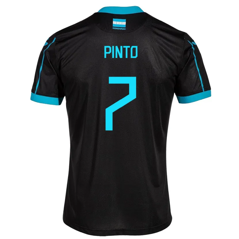 Danxen Kinder Honduras José Pinto #7 Schwarz Auswärtstrikot Trikot 24-26 T-Shirt