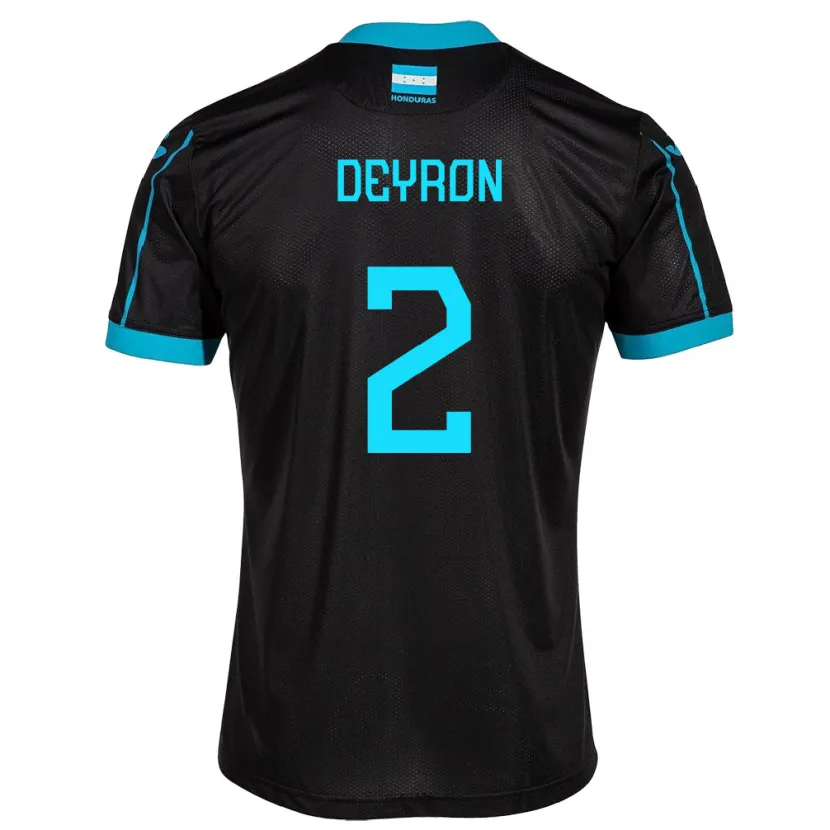 Danxen Kinder Honduras Deyron Martínez #2 Schwarz Auswärtstrikot Trikot 24-26 T-Shirt