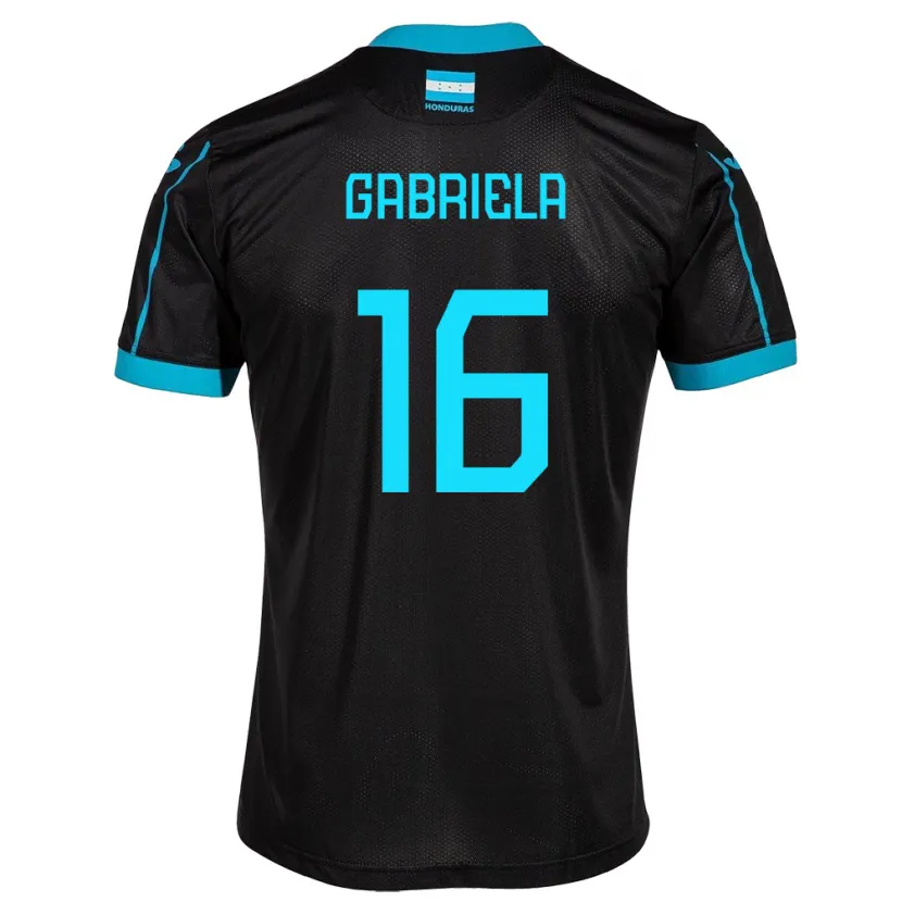 Danxen Kinder Honduras Gabriela García #16 Schwarz Auswärtstrikot Trikot 24-26 T-Shirt