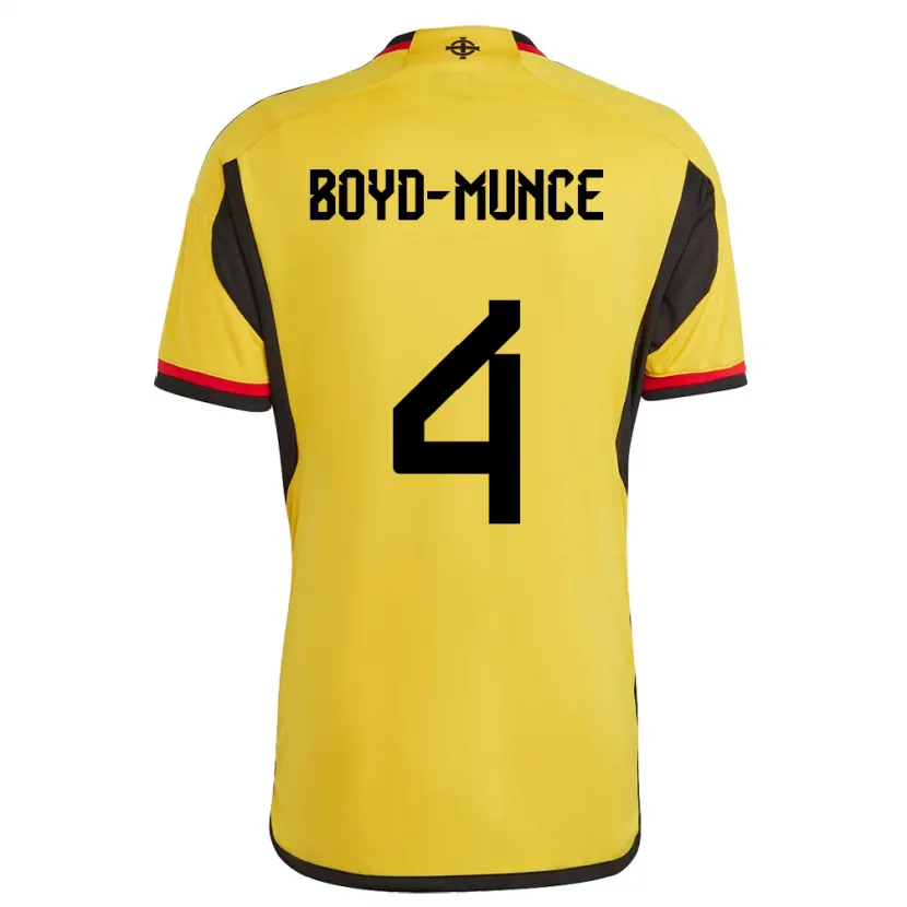 Danxen Kinder Nordirland Caolan Boyd-Munce #4 Weiß Auswärtstrikot Trikot 24-26 T-Shirt