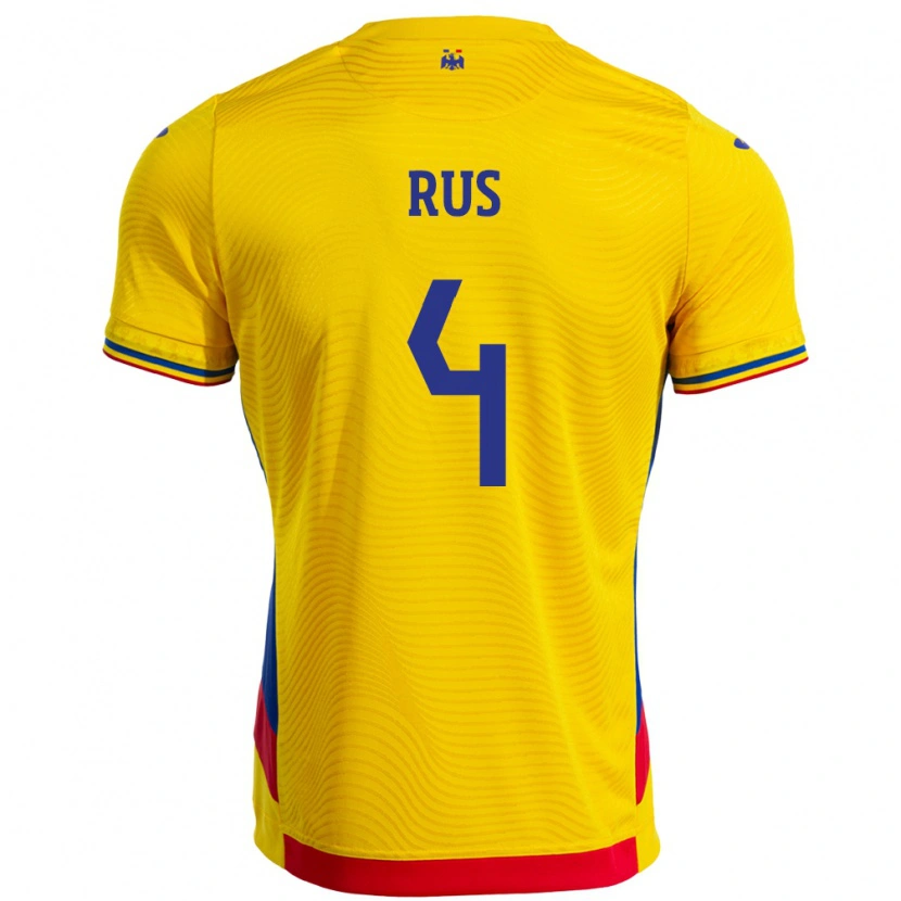 Danxen Herren Rumänische Adrian Rus #4 Gelb Heimtrikot Trikot 24-26 T-Shirt