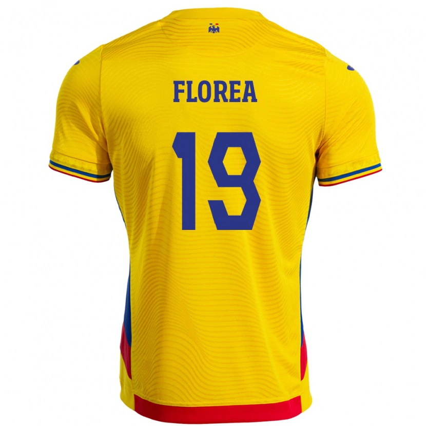 Danxen Herren Rumänische Răzvan Florea #19 Gelb Heimtrikot Trikot 24-26 T-Shirt