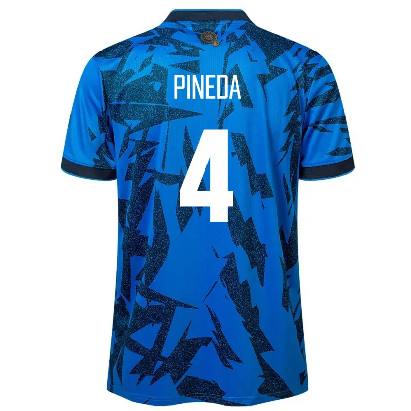 Danxen Herren El Salvador Wálter Pineda #4 Blau Heimtrikot Trikot 24-26 T-Shirt