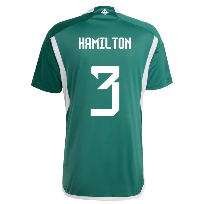 Danxen Herren Nordirland Brendan Hamilton #3 Grün Heimtrikot Trikot 24-26 T-Shirt