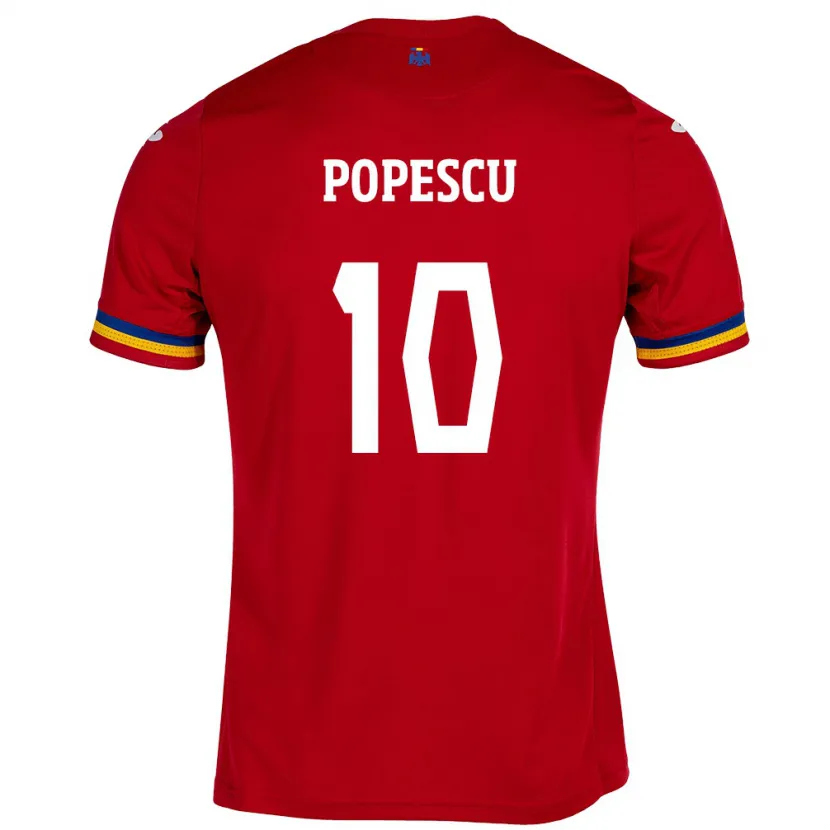 Danxen Herren Rumänische Octavian Popescu #10 Rot Auswärtstrikot Trikot 24-26 T-Shirt