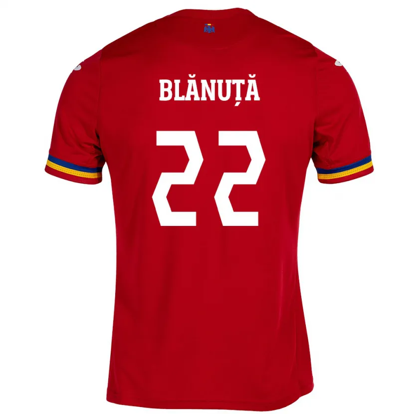 Danxen Herren Rumänische Vladislav Blănuță #22 Rot Auswärtstrikot Trikot 24-26 T-Shirt