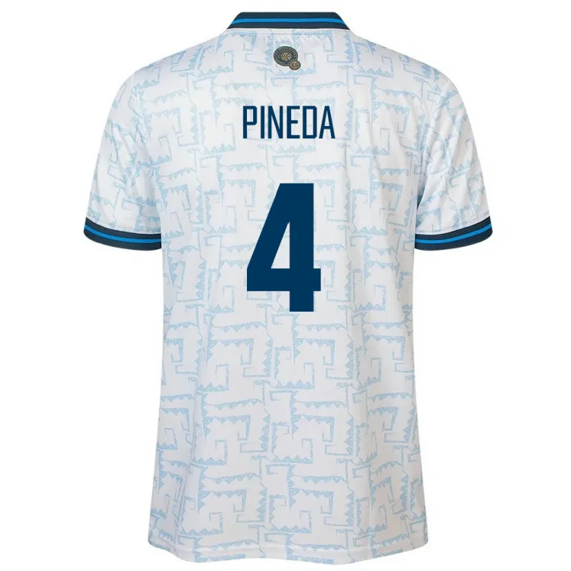 Danxen Herren El Salvador Wálter Pineda #4 Weiß Auswärtstrikot Trikot 24-26 T-Shirt