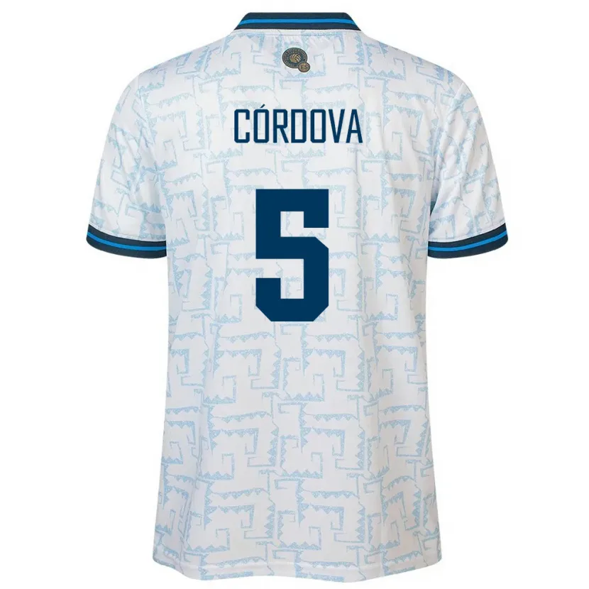Danxen Herren El Salvador Edwin Córdova #5 Weiß Auswärtstrikot Trikot 24-26 T-Shirt