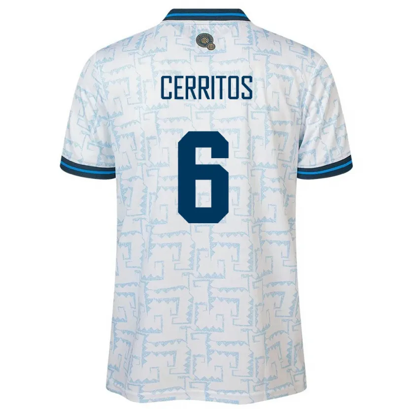 Danxen Herren El Salvador Mauricio Cerritos #6 Weiß Auswärtstrikot Trikot 24-26 T-Shirt