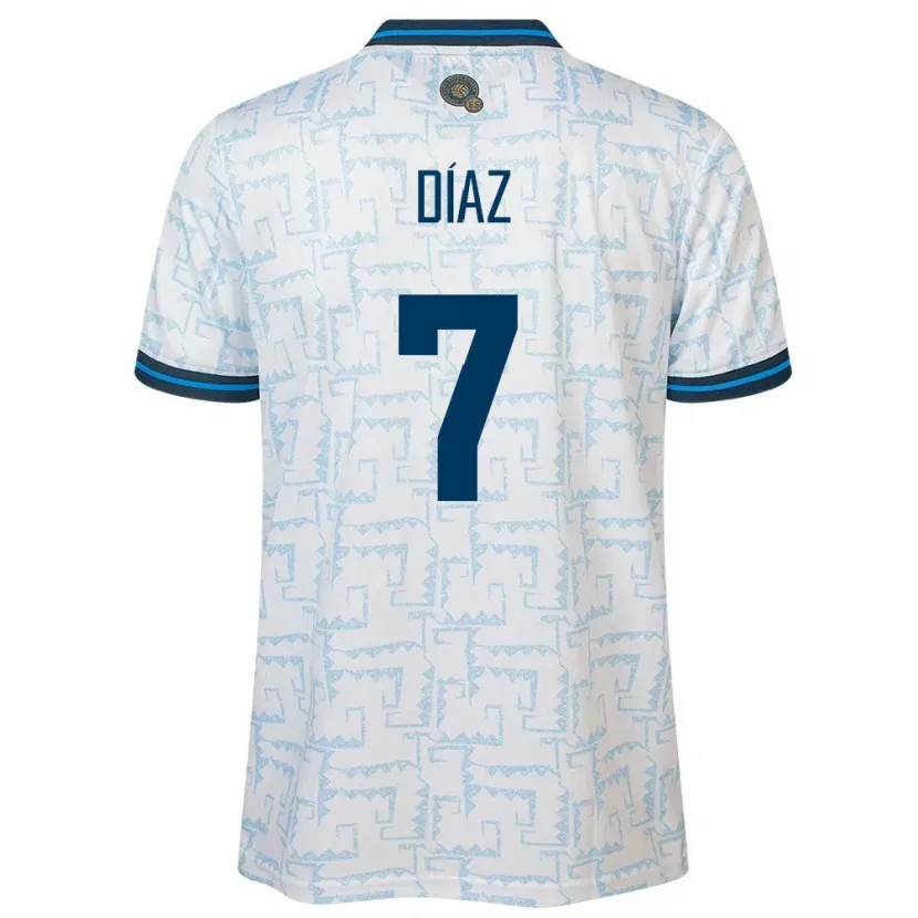 Danxen Herren El Salvador Nelson Díaz #7 Weiß Auswärtstrikot Trikot 24-26 T-Shirt