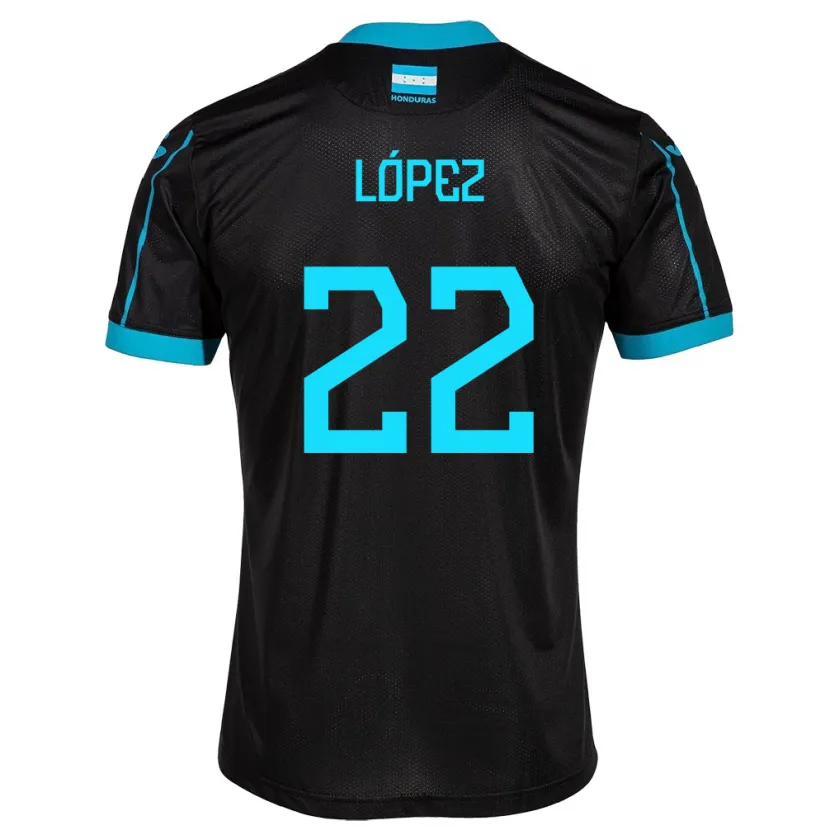 Danxen Herren Honduras Luis López #22 Schwarz Auswärtstrikot Trikot 24-26 T-Shirt