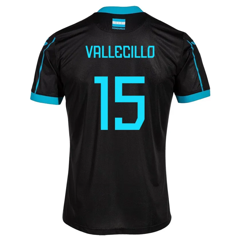 Danxen Herren Honduras Eric Vallecillo #15 Schwarz Auswärtstrikot Trikot 24-26 T-Shirt