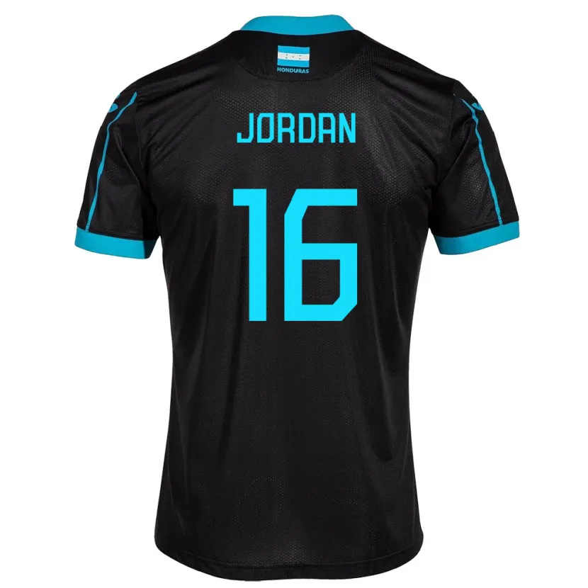 Danxen Herren Honduras Jordan García #16 Schwarz Auswärtstrikot Trikot 24-26 T-Shirt