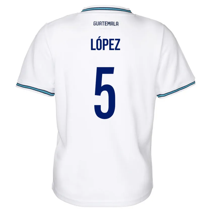 Danxen Damen Guatemala Jeffery López #5 Weiß Heimtrikot Trikot 24-26 T-Shirt