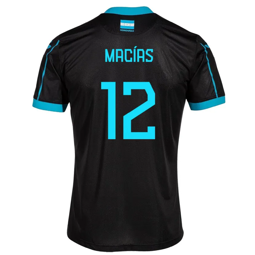 Danxen Damen Honduras Owen Macías #12 Schwarz Auswärtstrikot Trikot 24-26 T-Shirt
