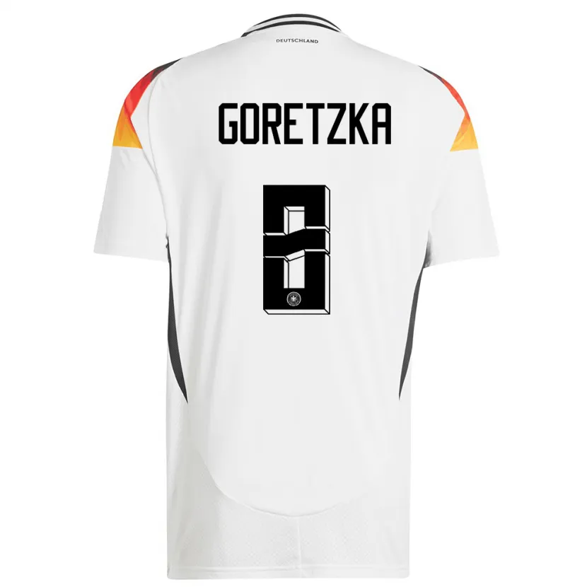 Danxen Kinder Deutschland Leon Goretzka #8 Weiß Heimtrikot Trikot 24-26 T-Shirt