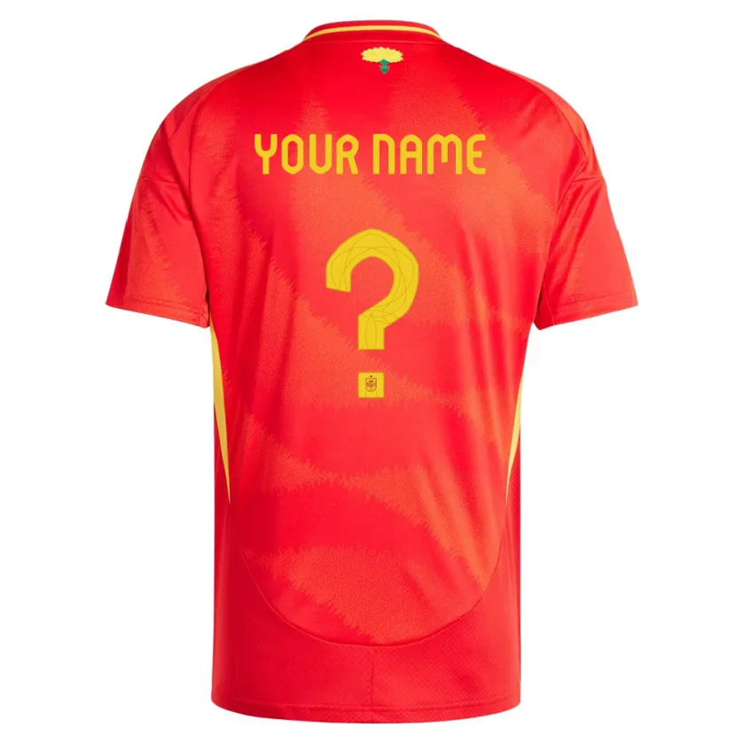 Danxen Kinder Spanien Ihren Namen #0 Rot Heimtrikot Trikot 24-26 T-Shirt