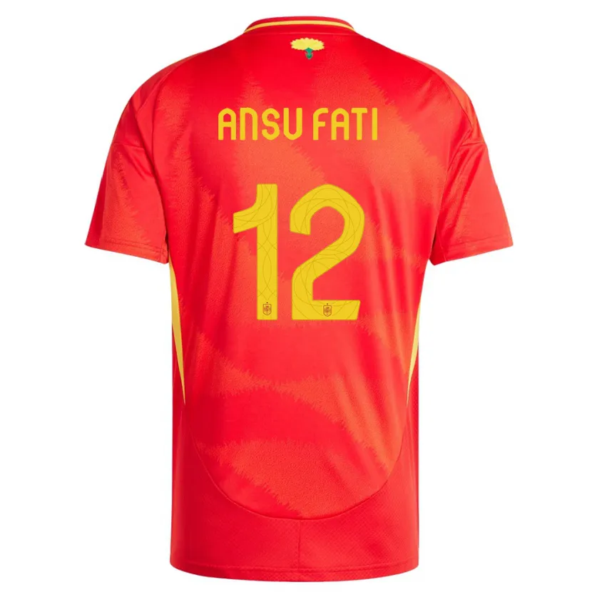 Danxen Kinder Spanien Ansu Fati #12 Rot Heimtrikot Trikot 24-26 T-Shirt