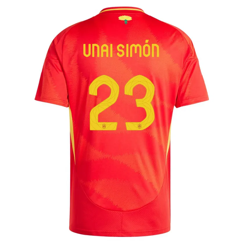 Danxen Kinder Spanien Unai Simon #23 Rot Heimtrikot Trikot 24-26 T-Shirt