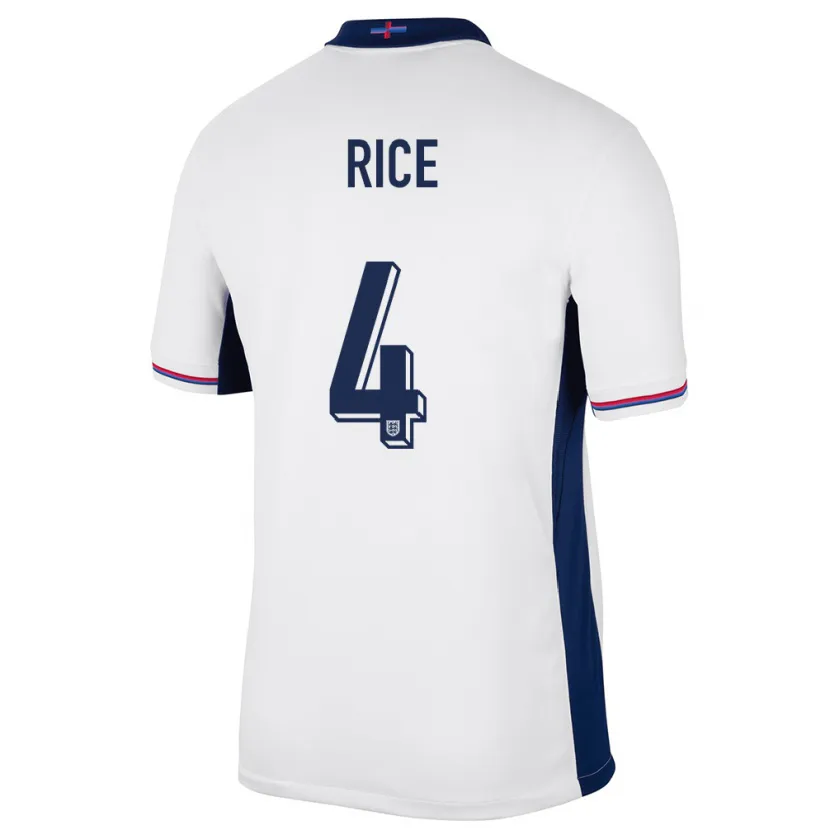 Danxen Kinder England Declan Rice #4 Weiß Heimtrikot Trikot 24-26 T-Shirt