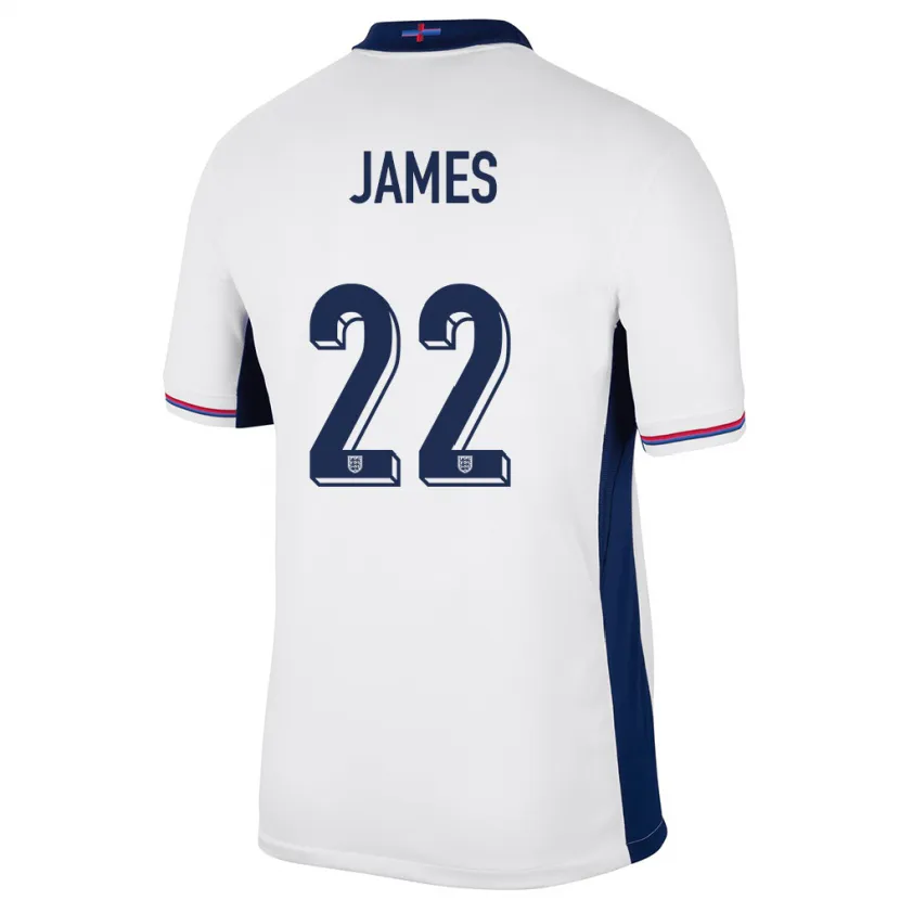 Danxen Kinder England Lauren James #22 Weiß Heimtrikot Trikot 24-26 T-Shirt