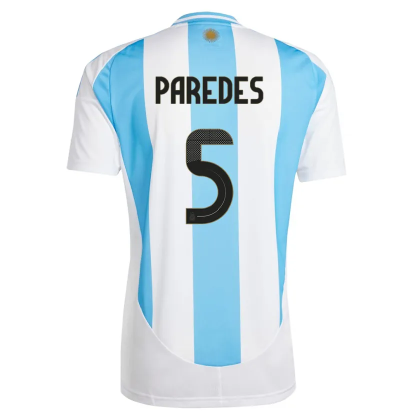 Danxen Kinder Argentinien Leandro Paredes #5 Weiß Blau Heimtrikot Trikot 24-26 T-Shirt