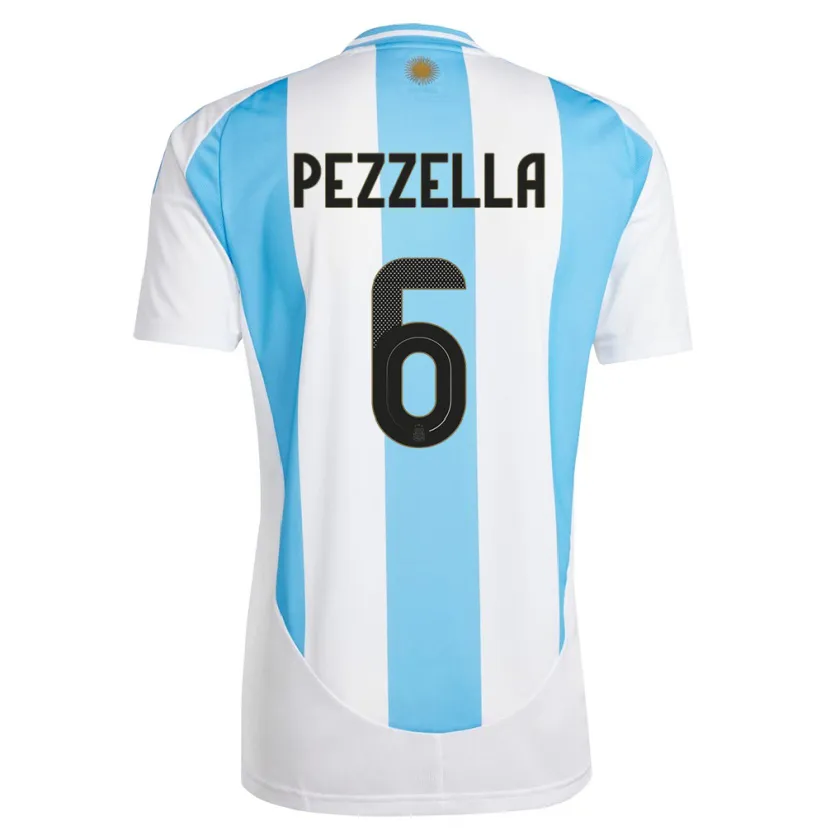 Danxen Kinder Argentinien German Pezzella #6 Weiß Blau Heimtrikot Trikot 24-26 T-Shirt