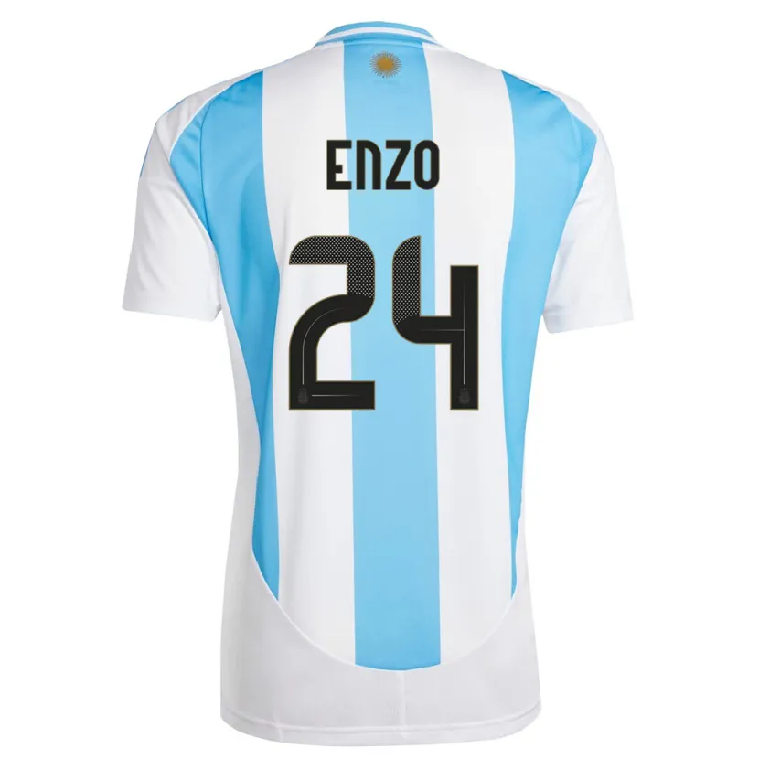 Danxen Kinder Argentinien Enzo Fernandez #24 Weiß Blau Heimtrikot Trikot 24-26 T-Shirt