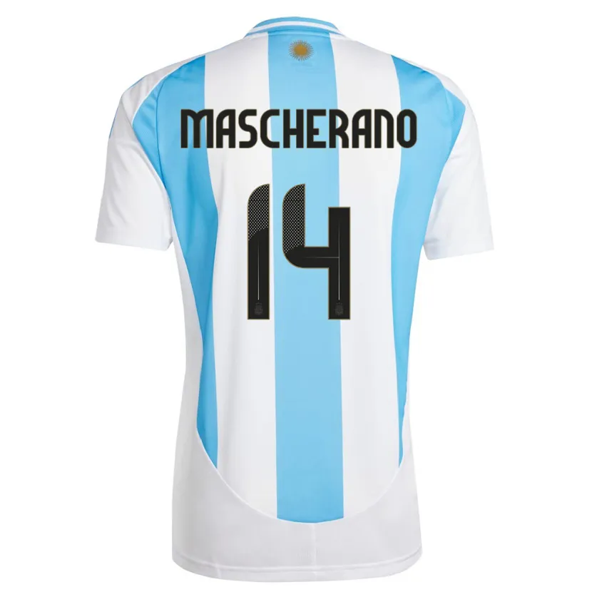 Danxen Kinder Argentinien Javier Mascherano #14 Weiß Blau Heimtrikot Trikot 24-26 T-Shirt