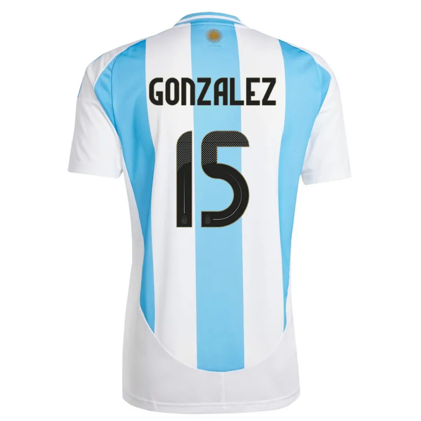 Danxen Kinder Argentinien Nicolas Gonzalez #15 Weiß Blau Heimtrikot Trikot 24-26 T-Shirt