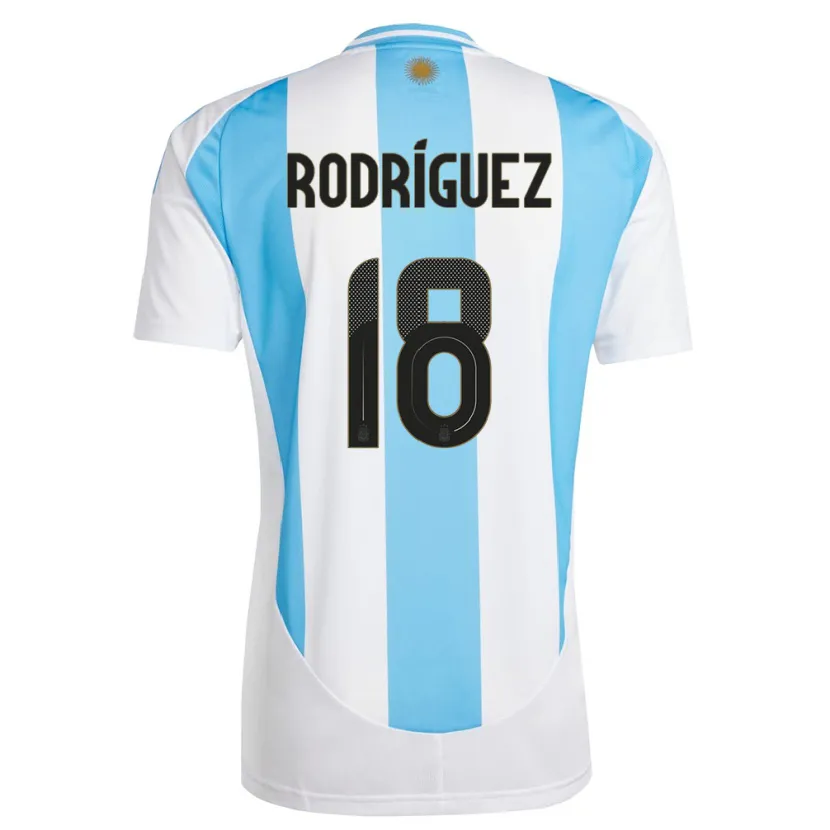 Danxen Kinder Argentinien Guido Rodriguez #18 Weiß Blau Heimtrikot Trikot 24-26 T-Shirt